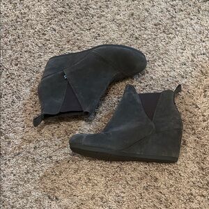 Toms Charcoal Suede Ankle Booties